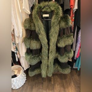 Swing jacket, fox and suede fur. Custom made